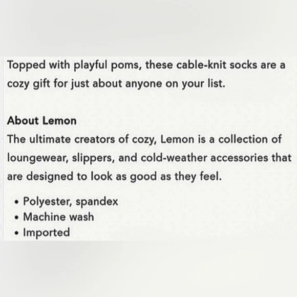 Anthropologie- Lemon Pom Cable Knit Socks - Picture 4 of 4
